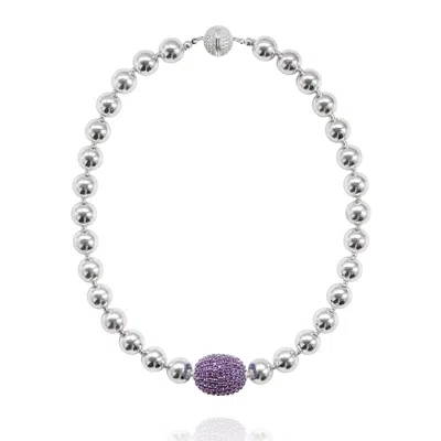Saule Label Women's Silver / Purple Cassia Necklace In Mystic Violet In Nude