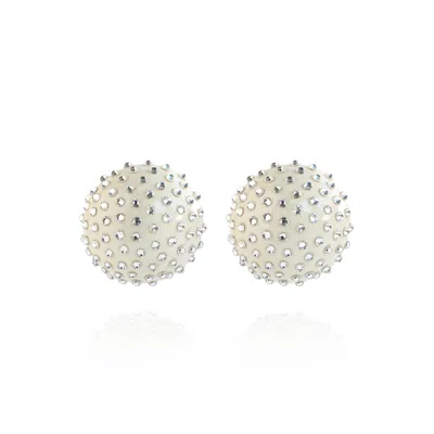 Saule Label Women's Silver / White Gaia Mini Jet Earrings In Silver Sands In Silver/white