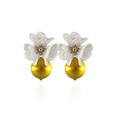 Saule Label Women's White / Gold Isabella Earrings In Gold Rush