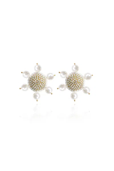 Saule Label Women's White / Gold Jolie Clip-on Earrings In White Pearl In Metallic