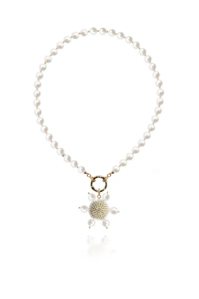 Saule Label Women's White / Gold Jolie Necklace In White Pearl In Metallic