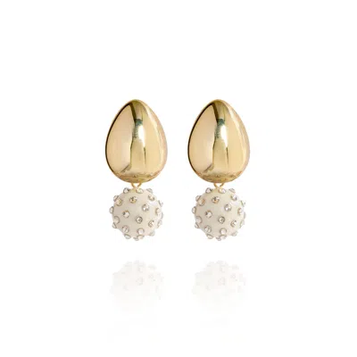 Saule Label Women's White / Gold Tulia Jet Earrings In Golden Ivory