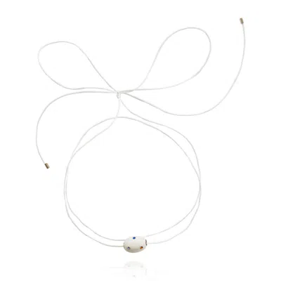 Saule Label Women's White Lily Tie Necklace In Jet Cream