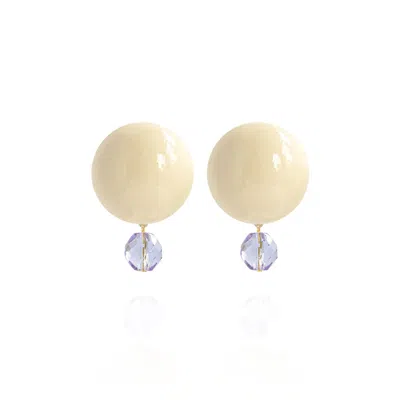 Saule Label Women's White Luna Earrings In Amethyst Moon In Gold