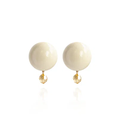Saule Label Women's White Luna Petite Earrings In Crystal Moon In Neutral