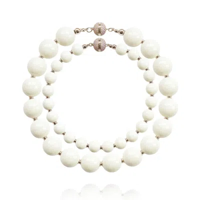 Saule Label Women's White Siena Duo Necklaces In Creme