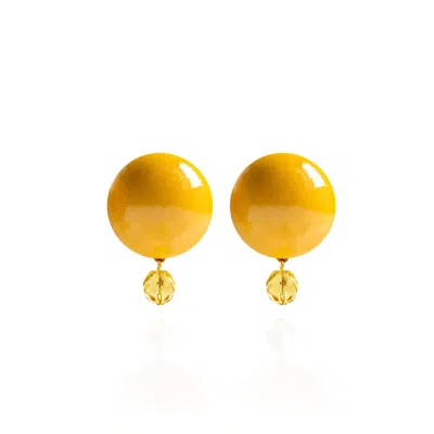 Saule Label Women's Yellow / Orange Luna Petite Earrings In Space Sand In Gold