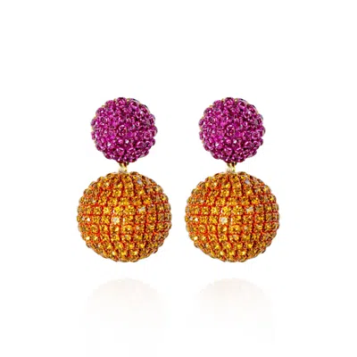 Saule Label Women's Yellow / Orange / Pink Sonia Glam Earrings In Amber Bloom