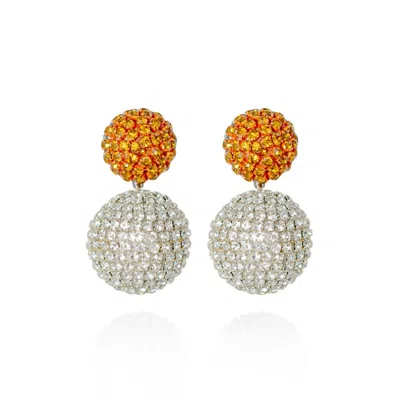 Saule Label Women's Yellow / Orange / Silver Sonia Glam Earrings In Silver Flare