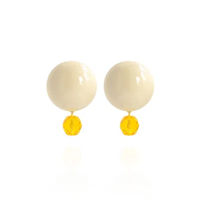 Saule Label Women's Yellow / Orange / White Luna Earrings In Harvest Moon In Gold