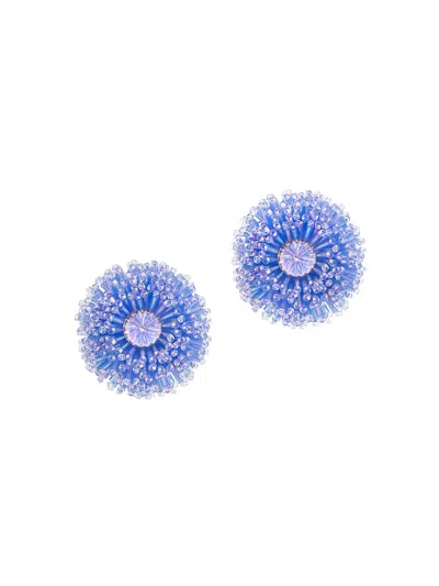 Saulé Women's Artisan Heritage Chiara Mixed-media Beaded Clip-on Stud Earrings In Purple
