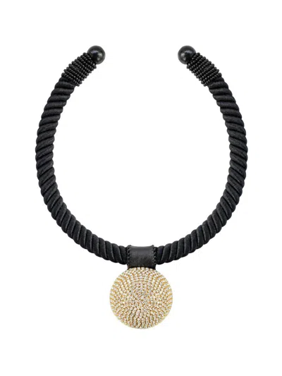 Saulé Women's Étoile Gaia Glam Rhinestone, Cotton & Wood Choker Necklace In Gold