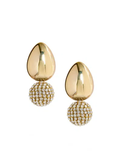Saulé Women's La Dolce Vita Tulia 18k-gold-plated, Wood & Rhinestone Drop Earrings