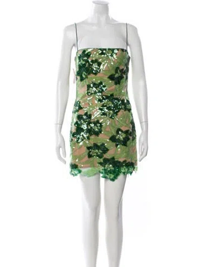 Pre-owned Saulee Floral Print Mini Dress In Green