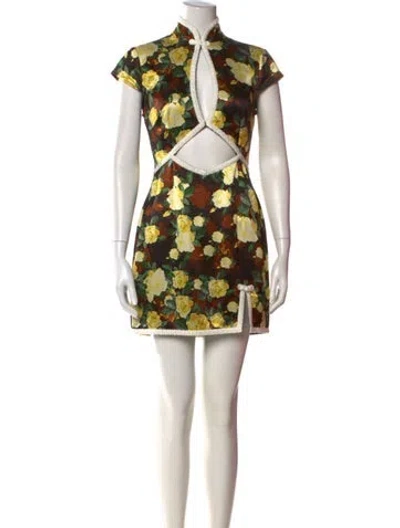 Pre-owned Saulee Floral Print Mini Dress In Multi