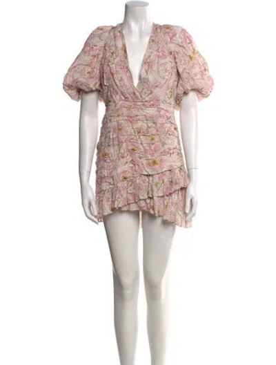 Pre-owned Saulee Floral Print Mini Dress In Neutral