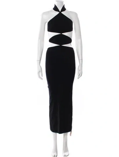 Pre-owned Saulee Halterneck Long Dress In Black