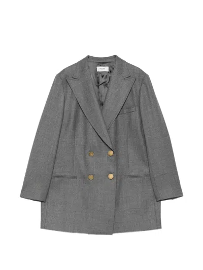Saulina Agata Double-breasted Peak-lapels Blazer In Gray