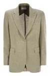 Saulina Angelica - Herringbone Two-button Blazer In Green