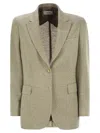Saulina Angelica - Herringbone Two-button Blazer In Green