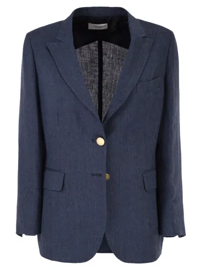 Saulina Angelica Tailored Linen Blazer In Blue