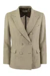 Saulina Anna - Double-breasted Linen Jacket In Sand
