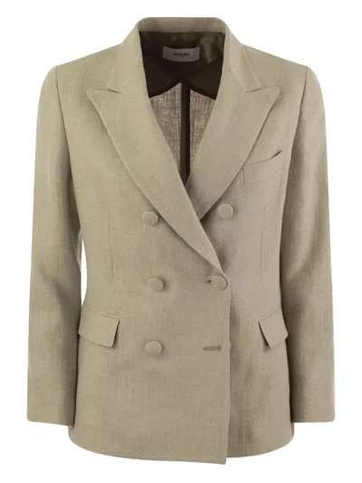 Saulina Anna Double-breasted Blazer In Neutral