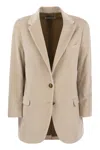 Saulina Antonia - Single-breasted Velvet Jacket In Beige