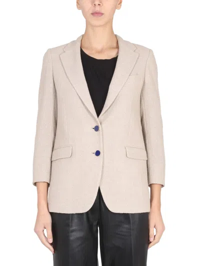 Saulina Peaked Lapel Single-breasted Jacket In Neutral
