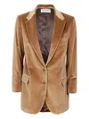 Saulina Antonia Velvet Blazer In Brown