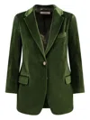 Saulina Antonia Velvet Blazer In Green
