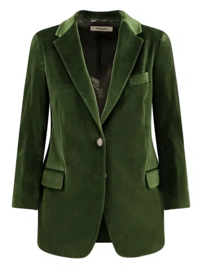 Saulina Antonia Velvet Blazer In Green