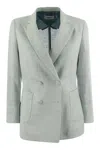 Saulina Assunta - Double-breasted Linen Jacket In Blue