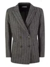 Saulina Assunta Herringbone Blazer In Gray