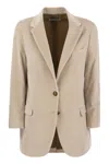 Saulina Antonia - Single-breasted Velvet Jacket In Beige