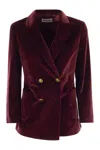 Saulina Antonia - Single-breasted Velvet Jacket In Red