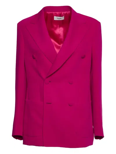 Saulina Double-breasted Blazer In Pink