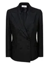 Saulina Double-breasted Flap-pocket Blazer In Blue