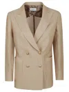 Saulina Double-breasted Linen And Cotton Jacket In Nude