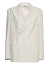 Saulina Double-breasted Patch-pocket Blazer In Neutral