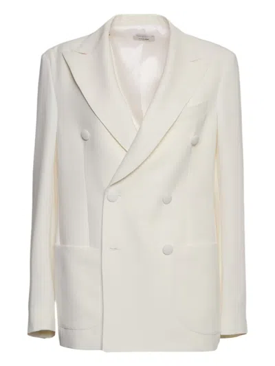 Saulina Double-breasted Patch-pocket Blazer In Neutral