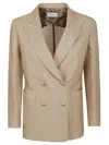 Saulina Double-breasted Tailored Blazer With Notched Lapel In Black