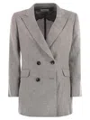 Saulina Milano Anita - Double-breasted Wool And Linen Blazer In Gray