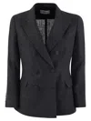 Saulina Milano Anna - Double-breasted Linen Jacket In Blue