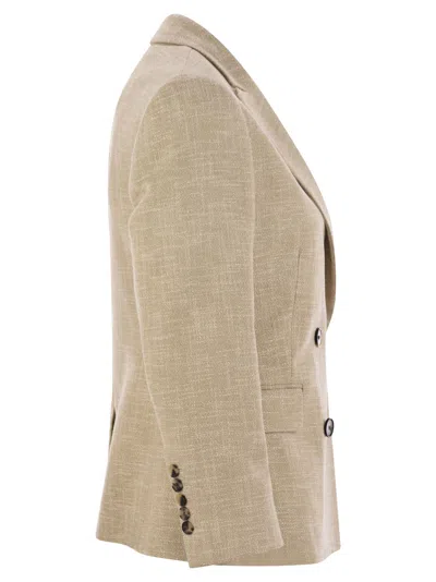 Saulina Milano Antonella - Double-breasted Cotton Blend Jacket In Beige