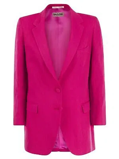 Pre-owned Saulina Milano Antonia - Linen Two Button Blazer In Pink