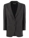 Saulina Milano Antonia - Single-breasted Jacket In Wool Blend In Grey