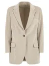 Saulina Milano Antonia - Single-breasted Velvet Jacket In Neutral