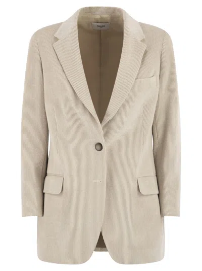Saulina Milano Antonia - Single-breasted Velvet Jacket In Neutral