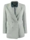 Saulina Milano Assunta - Double-breasted Linen Jacket In Light Blue